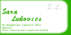 sara lukovics business card